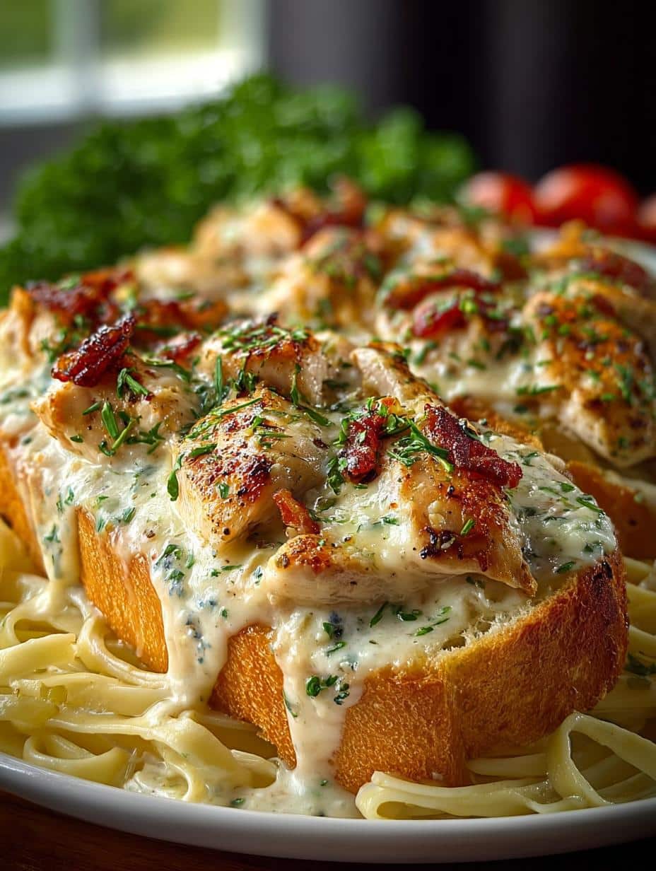 Irresistible Chicken Alfredo with Garlic Bread Delight 3 Irresistible Chicken Alfredo with Garlic Bread Delight - Irresistible Chicken Alfredo with - additional detail