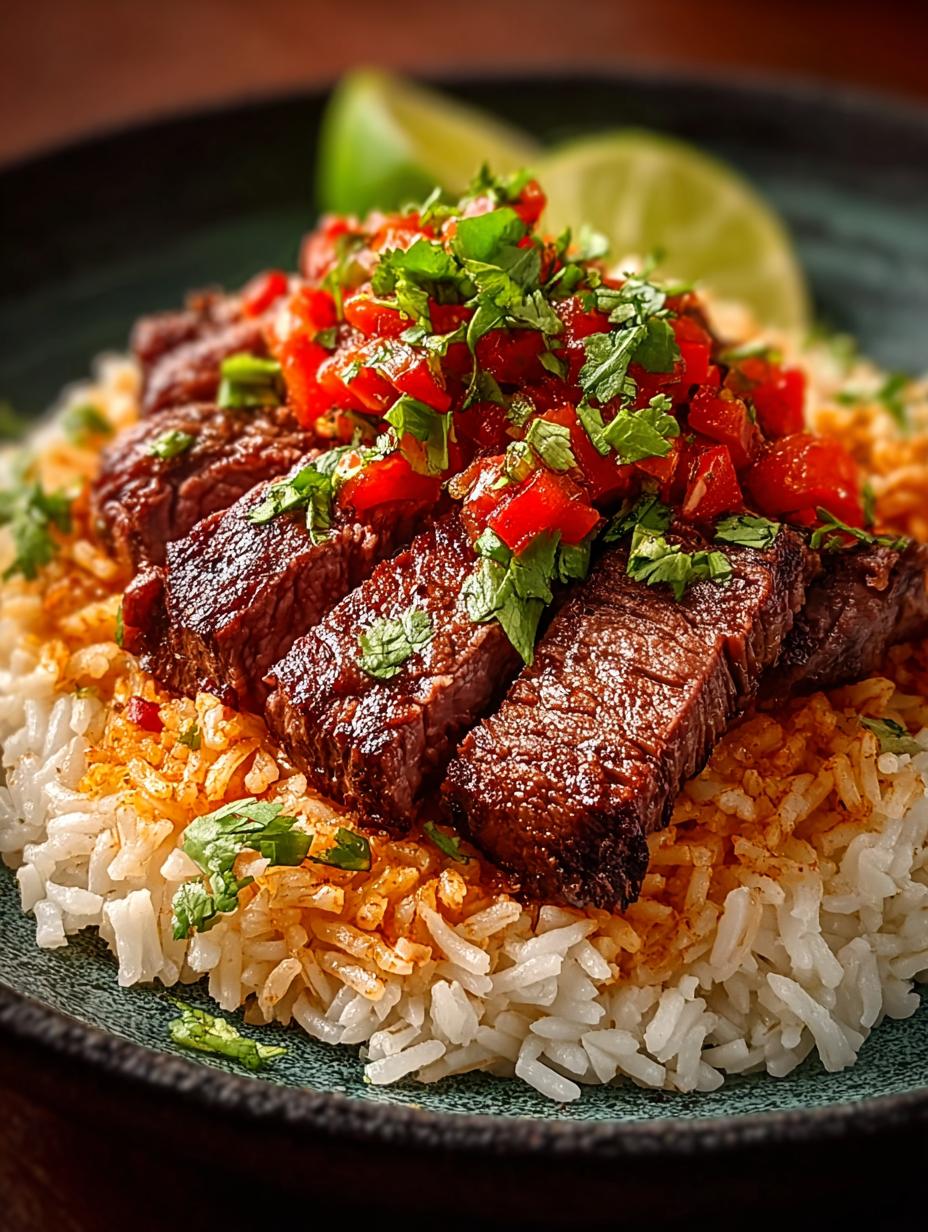 Queso Rice with Steak