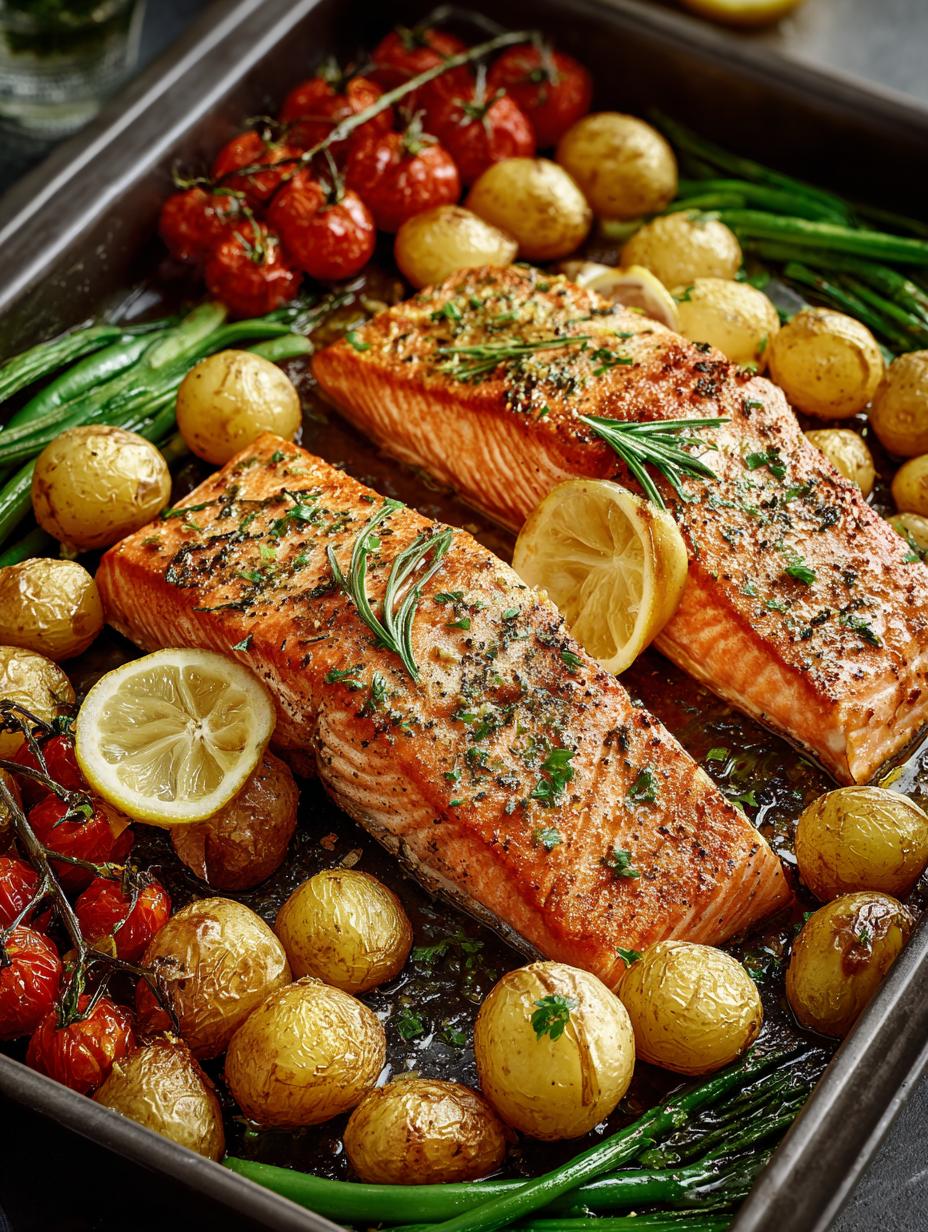 Delicious Roasted Salmon Potatoes Tray for Dinner - Roasted Salmon Potatoes Tray - main visual representation