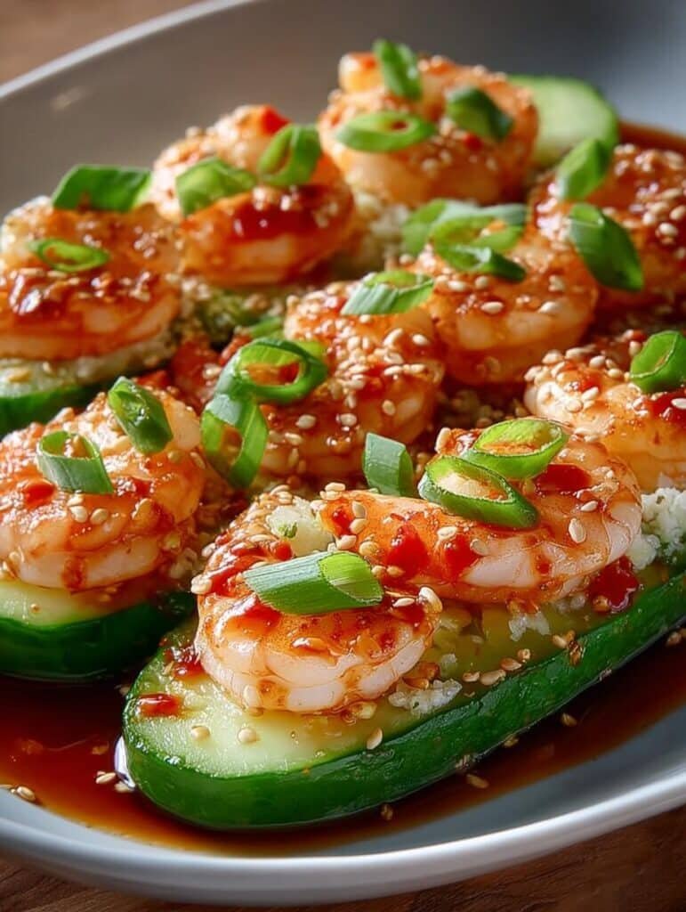Spicy Sriracha Shrimp Cucumber