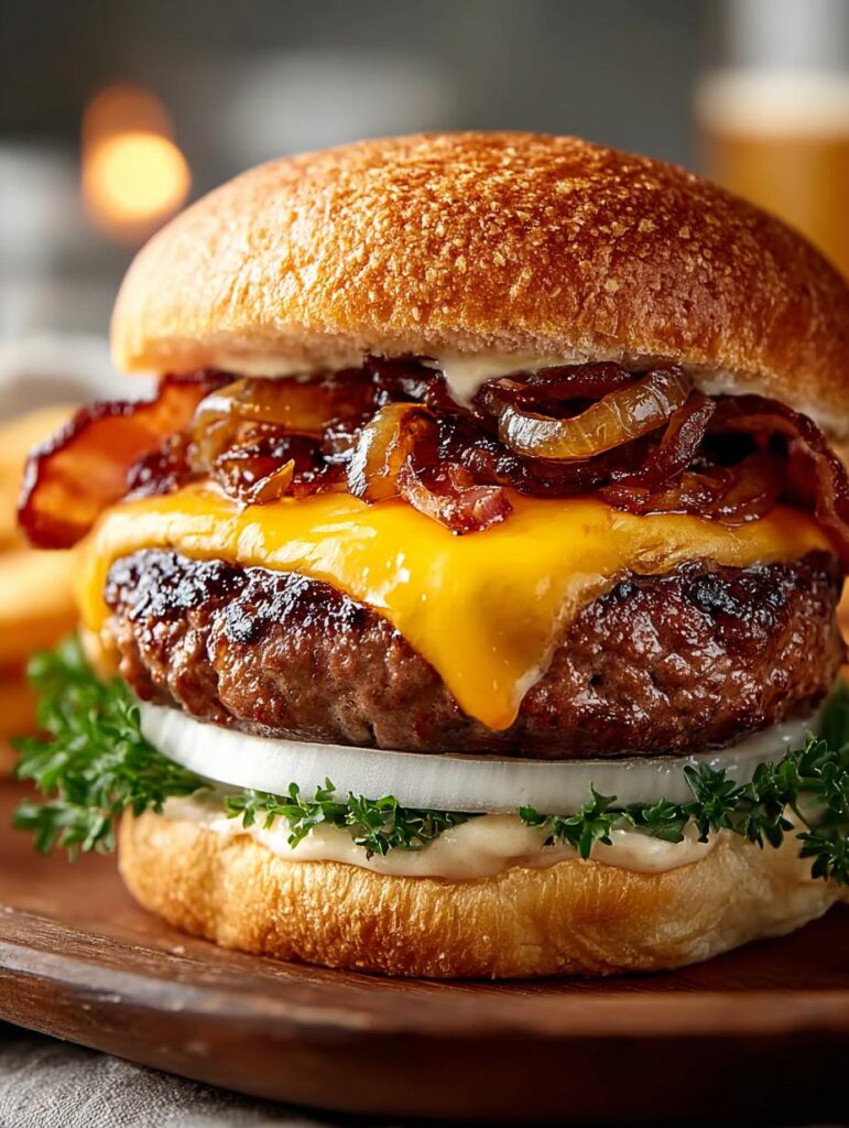 Beef Bacon Cheeseburgers with