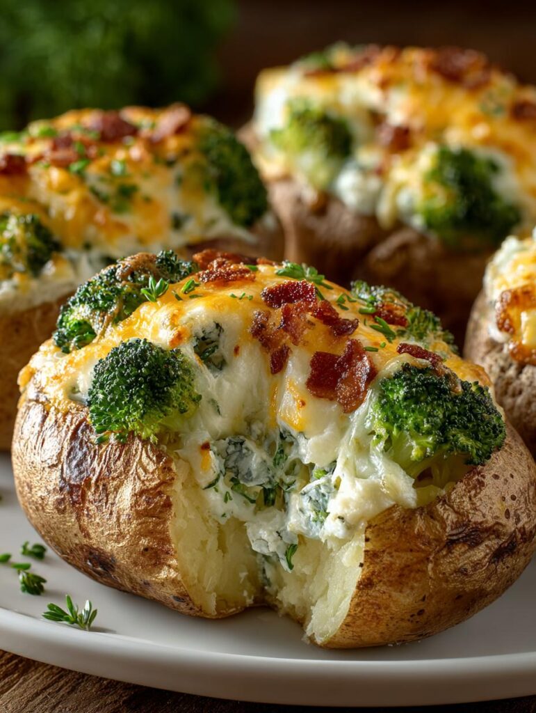 Cheesy Broccoli Stuffed Potatoes