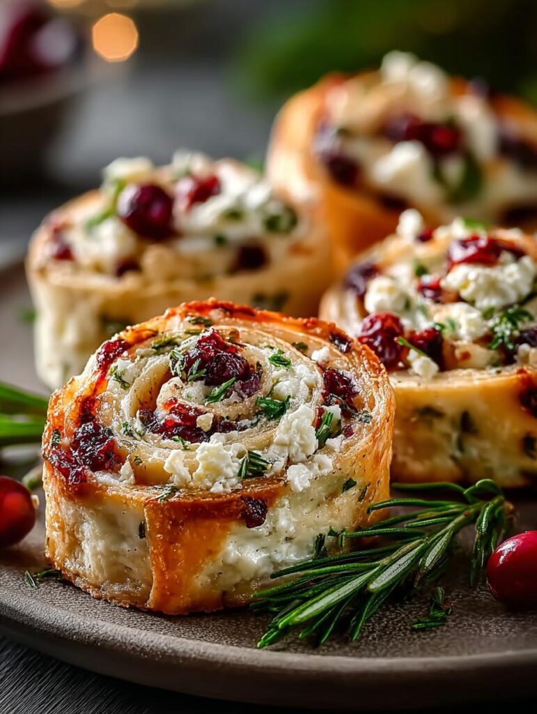 Christmas Cranberry Feta Pinwheels