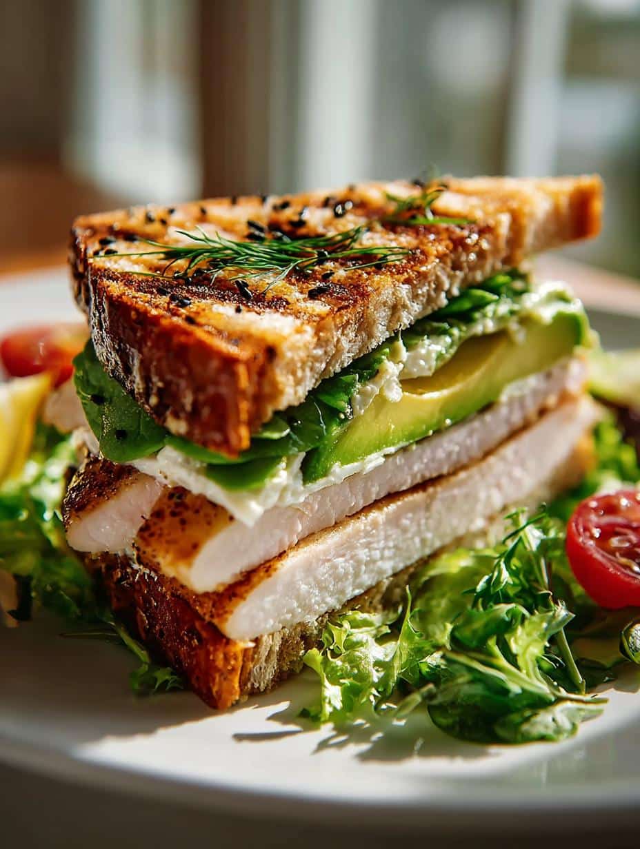 Delicious Honey Mustard Turkey Avocado sandwich with fresh ingredients