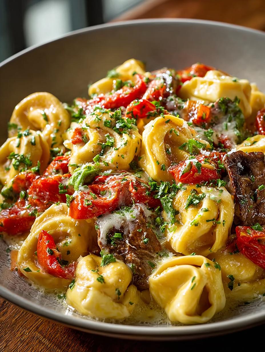 One Pan Cheesesteak Tortellini: A Comforting Delight - One Pan Cheesesteak Tortellini - main visual representation