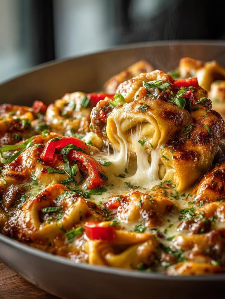 One Pan Cheesesteak Tortellini