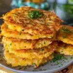 Amish onion fritters served on a plate, showcasing their crispy texture.