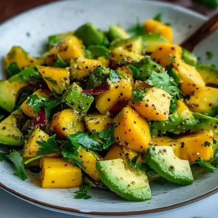 Delicious Avocado Mango Salad with fresh ingredients and vibrant colors.