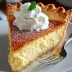 Delicious homemade buttermilk pie served on a rustic table