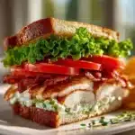 Delicious Chicken Club Sandwich with Beef Bacon and Avocado Ranch