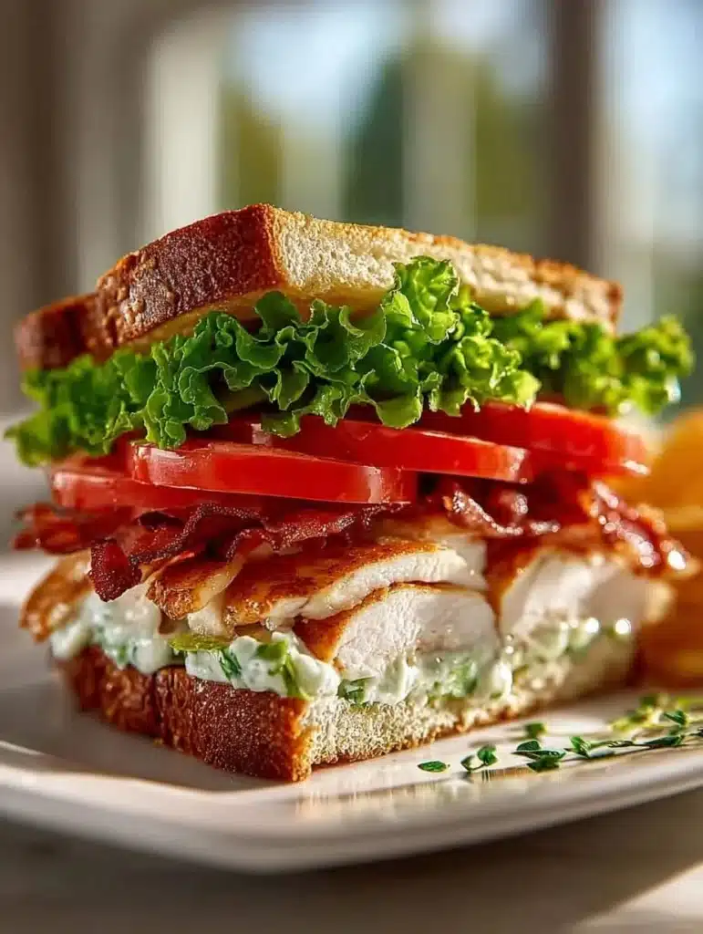Delicious Chicken Club Sandwich with Beef Bacon and Avocado Ranch