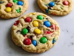 Easy M&M Cookies 6 Baking easy M&M cookies with colorful candy pieces