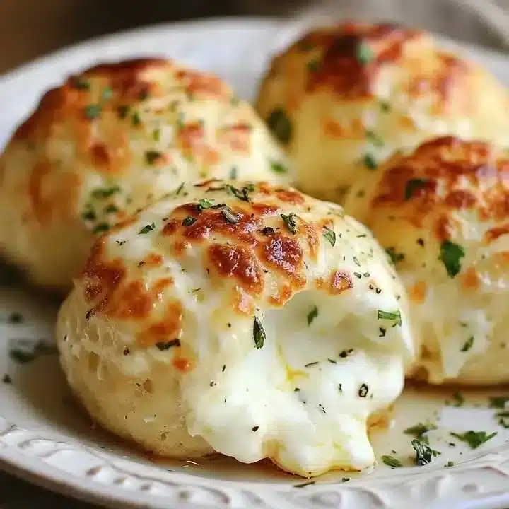 Delicious gooey mozzarella biscuit bombs fresh out of the oven.