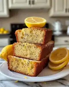 Delicious Lemon Poppy Seed Loaf fresh out of the oven with a lemon glaze