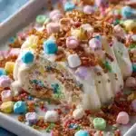 Bowl of Lucky Charms White Chocolate Snack Mix with colorful marshmallows
