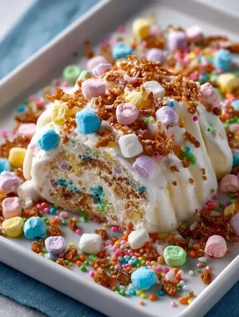 Bowl of Lucky Charms White Chocolate Snack Mix with colorful marshmallows