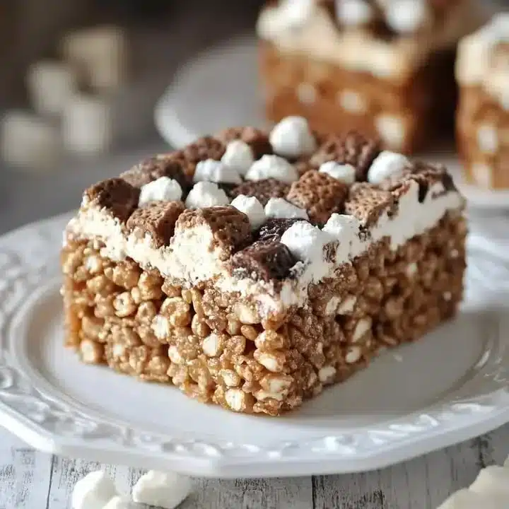 Delicious homemade S'mores Treats with chocolate and marshmallows