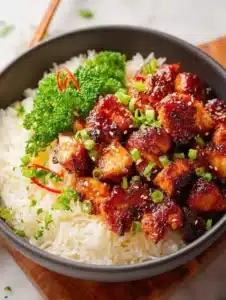 Delicious Air Fryer Teriyaki Chicken served with vegetables