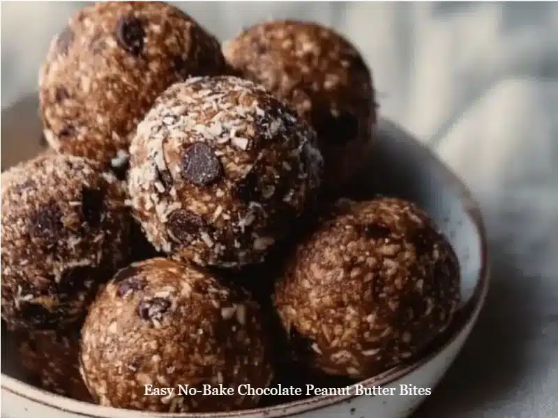 Delicious no-bake chocolate peanut butter bites ready to enjoy.