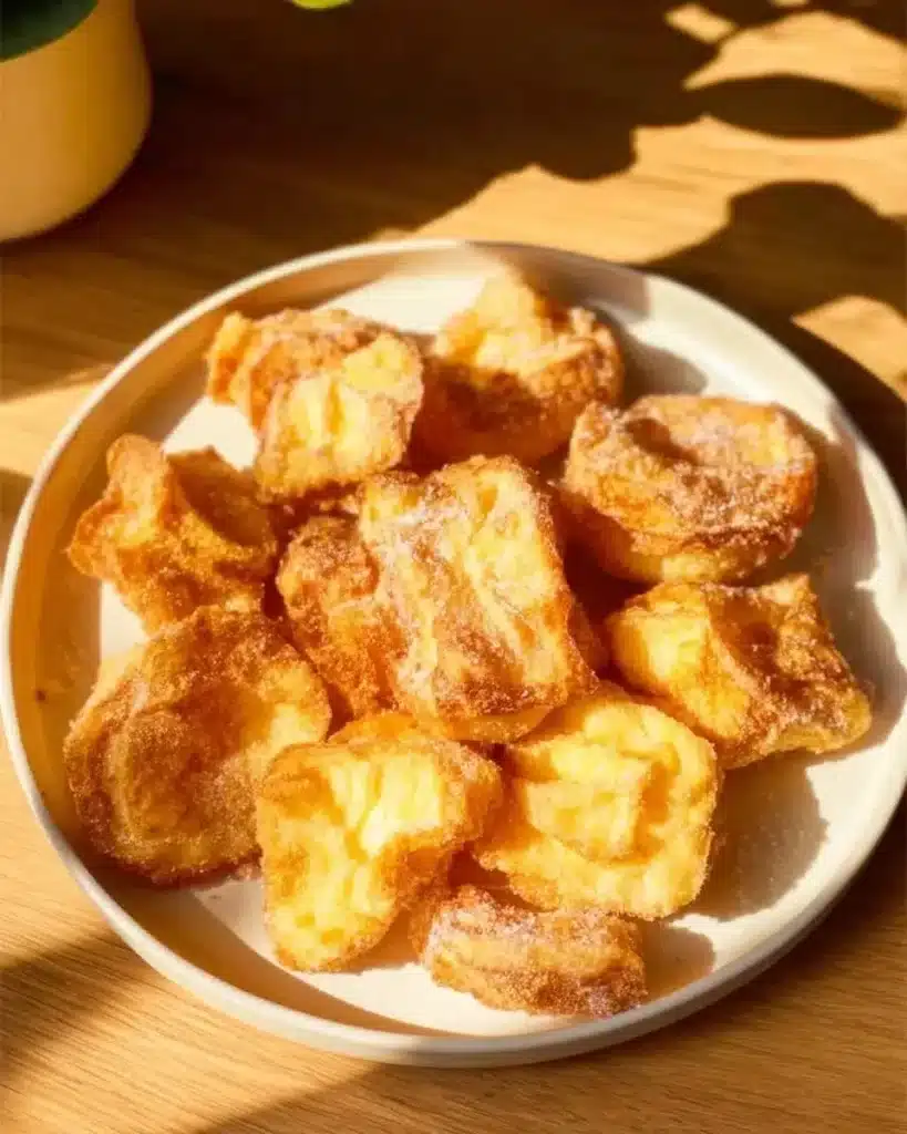 Plate of crispy Fried Milk, a traditional Spanish custard dessert.