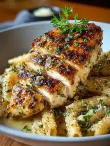 Healthy garlic parmesan chicken skillet dinner recipe with vibrant fresh ingredients.