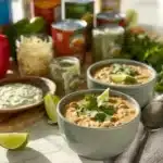 Delicious bowl of Keto Cream Cheese Chicken Chili topped with fresh herbs