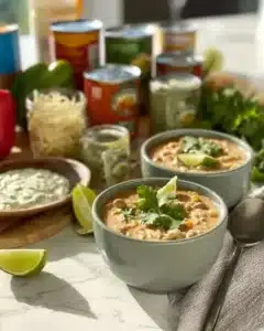 Keto Cream Cheese Chicken Chili Recipe 6 Delicious bowl of Keto Cream Cheese Chicken Chili topped with fresh herbs