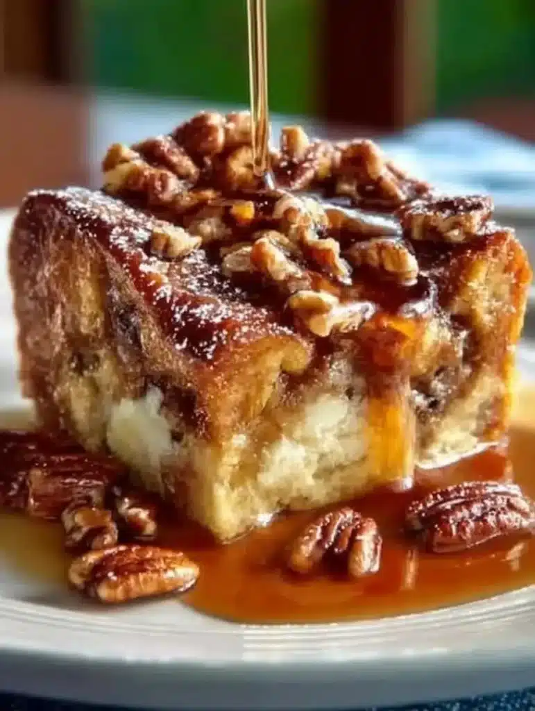 Delicious Pecan Pie Bread Pudding served in a rustic dish, ideal for the holidays