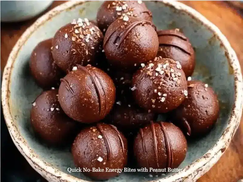 Quick No-Bake Energy Bites with Peanut Butter 1 Quick no-bake energy bites made with peanut butter and healthy ingredients