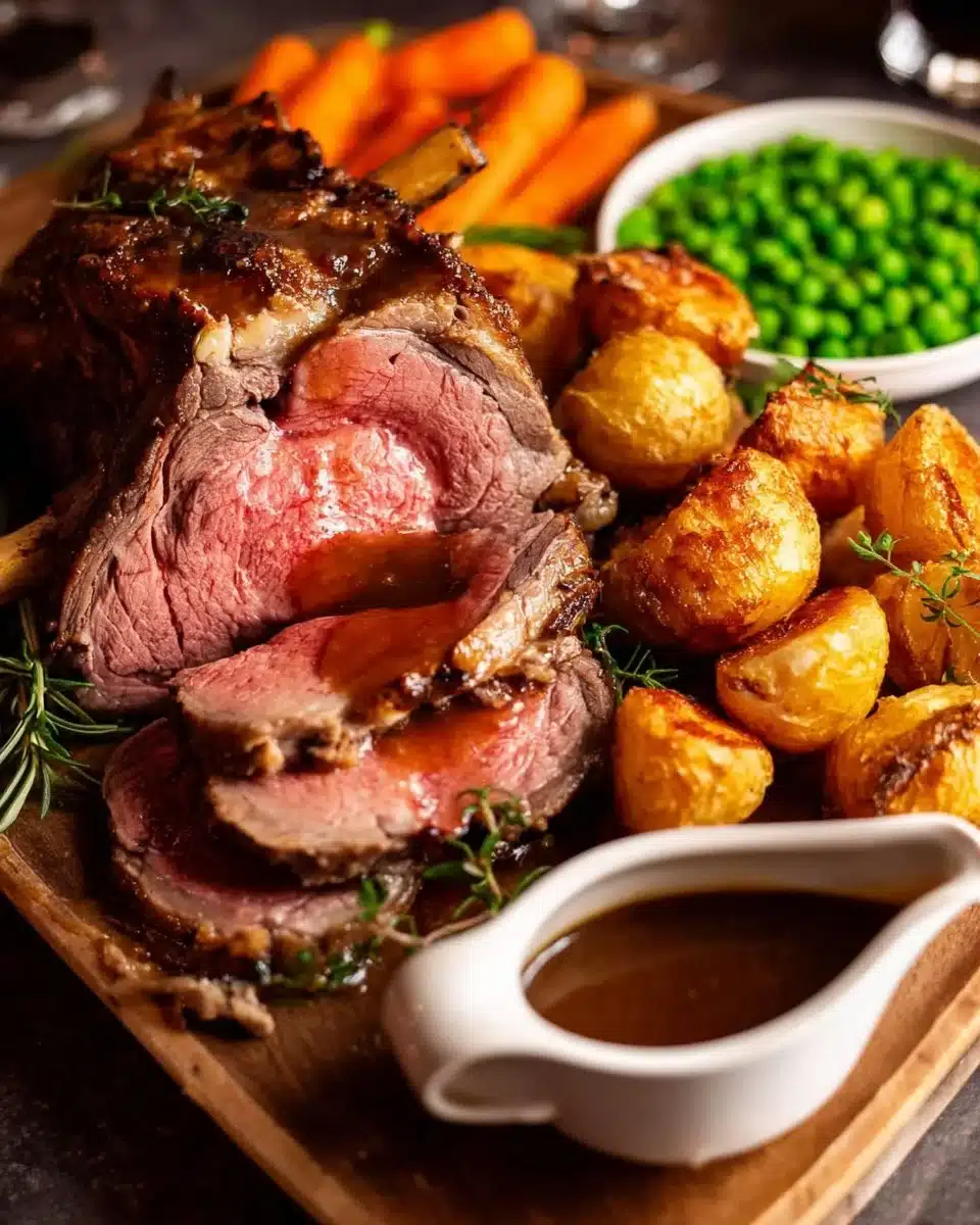 Juicy Roast Lamb Leg served with delicious gravy