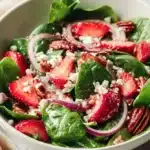 Fresh Strawberry Spinach Salad with vibrant greens and strawberries