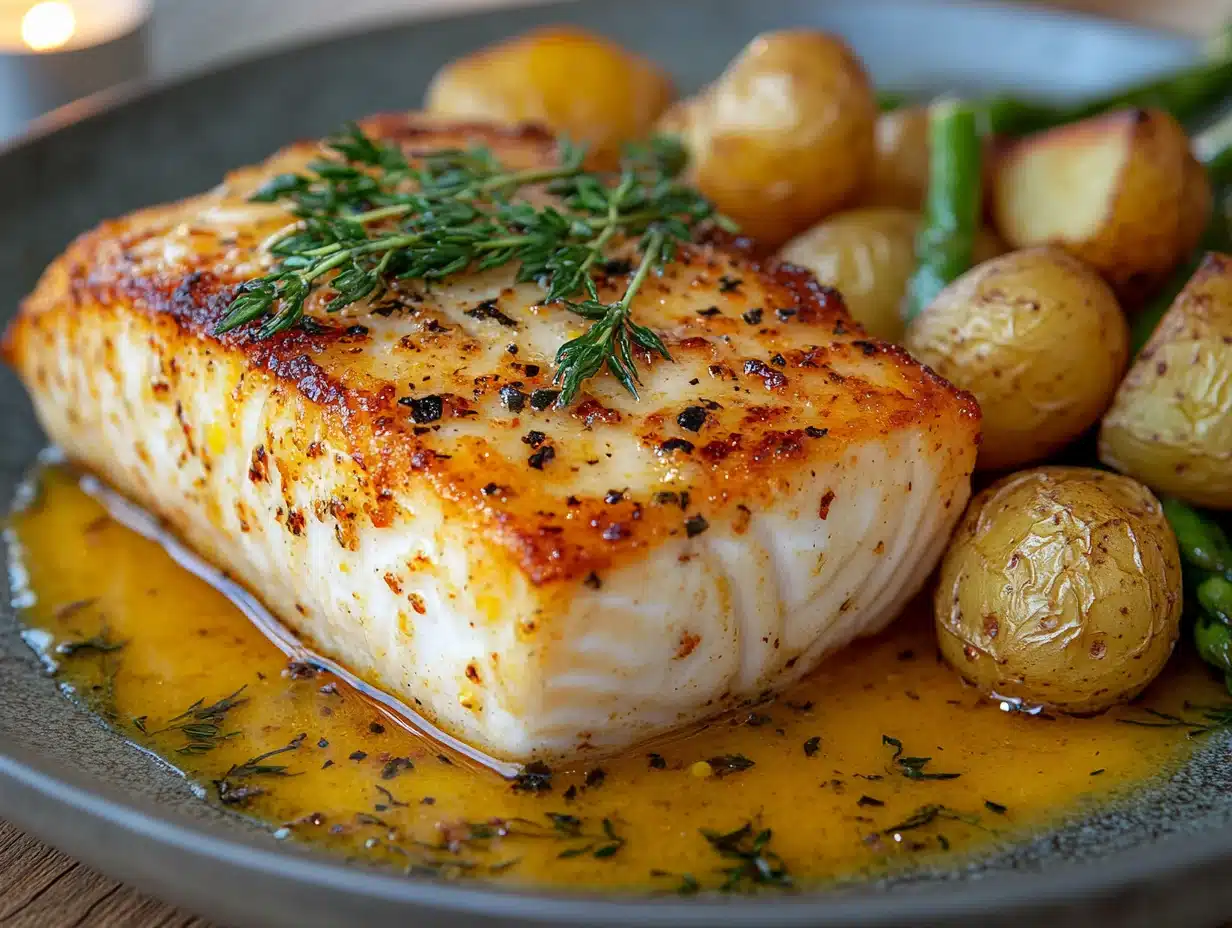 Baked Halibut serving suggestion