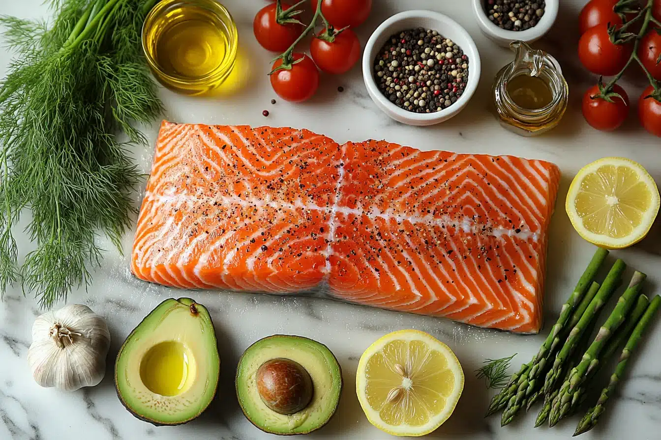 Baked Salmon with Avocado ingredients image