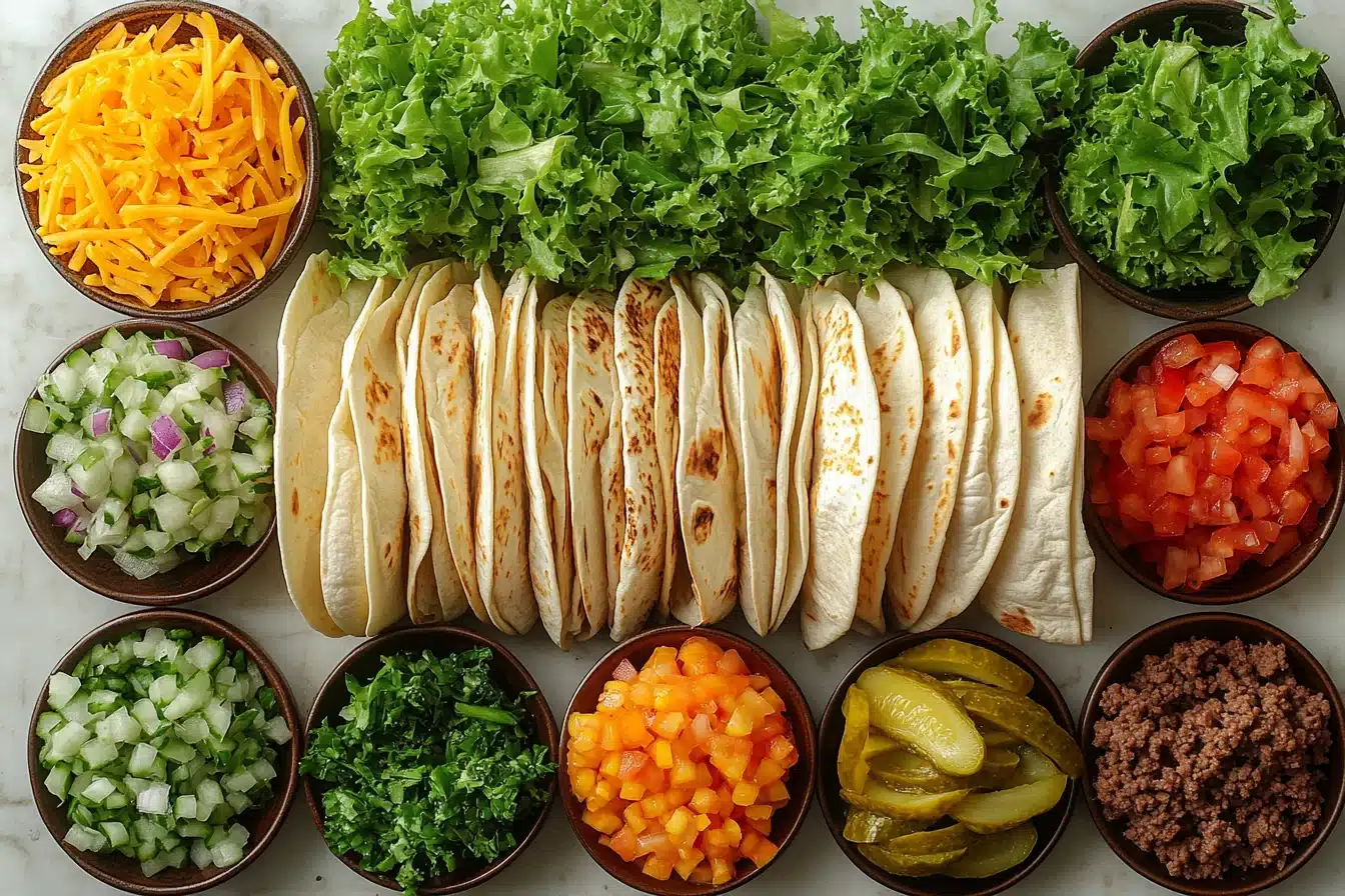 Big Mac wrap ingredients including beef, tortillas, and special sauce components