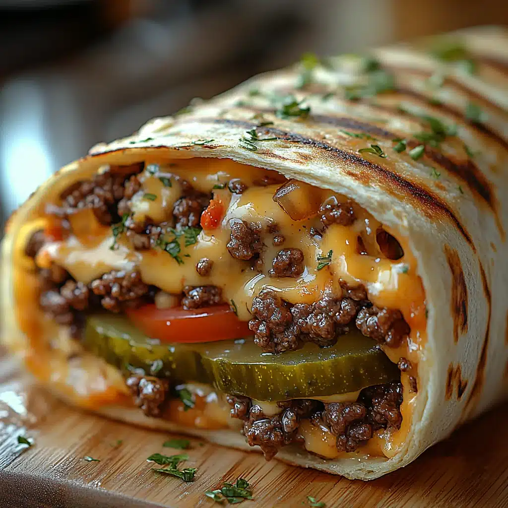 Close-up of Big Mac wrap filling with melty cheese and special sauce