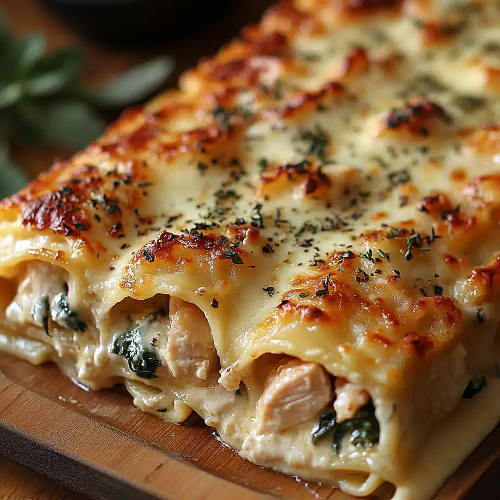Close-up of creamy alfredo lasagna roll texture