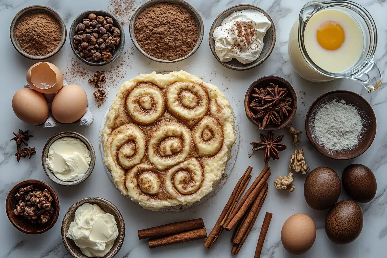 Cinnamon Roll Bread Pudding ingredients image