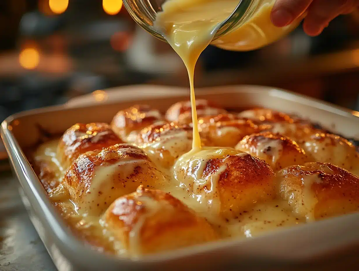 Cinnamon Roll Bread Pudding process image