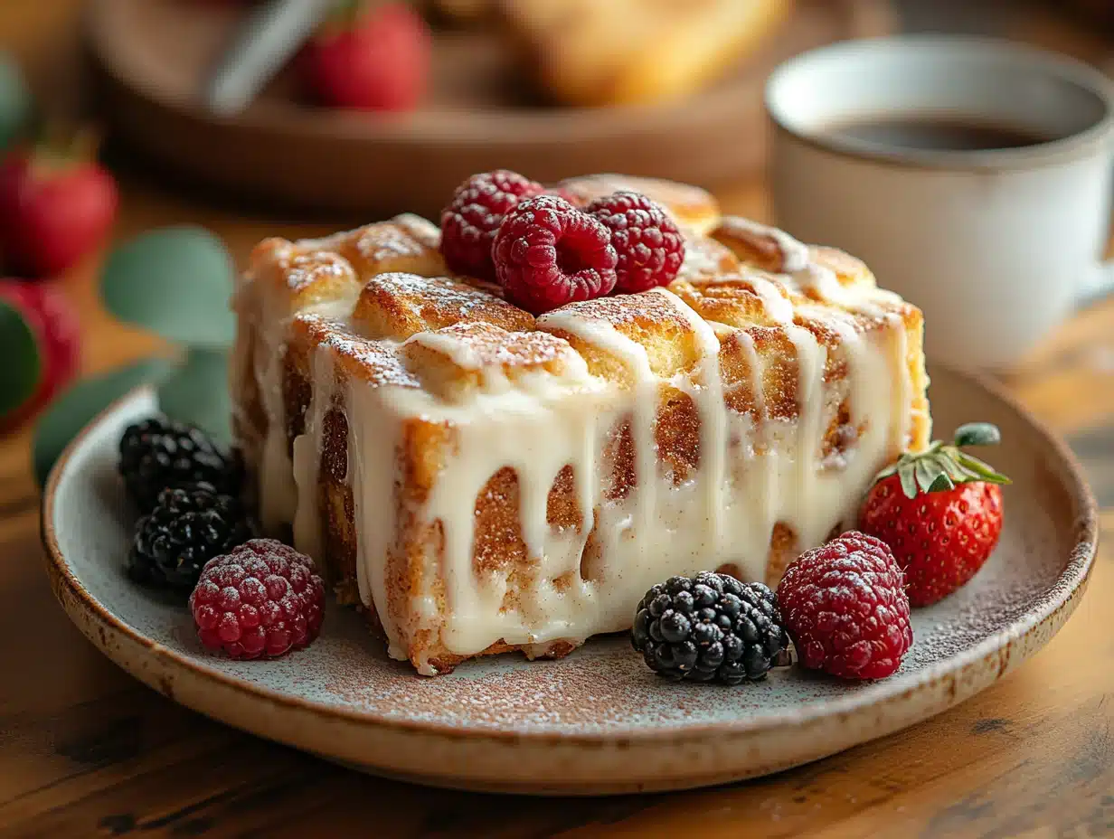 Cinnamon Roll Bread Pudding serving image