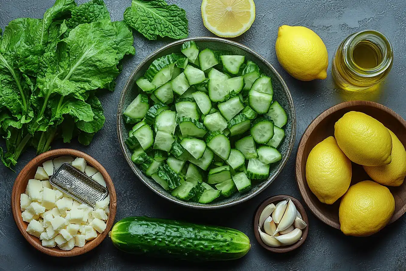 Cucumber Caesar Salad Refreshing 3 Cucumber Caesar Salad ingredients image