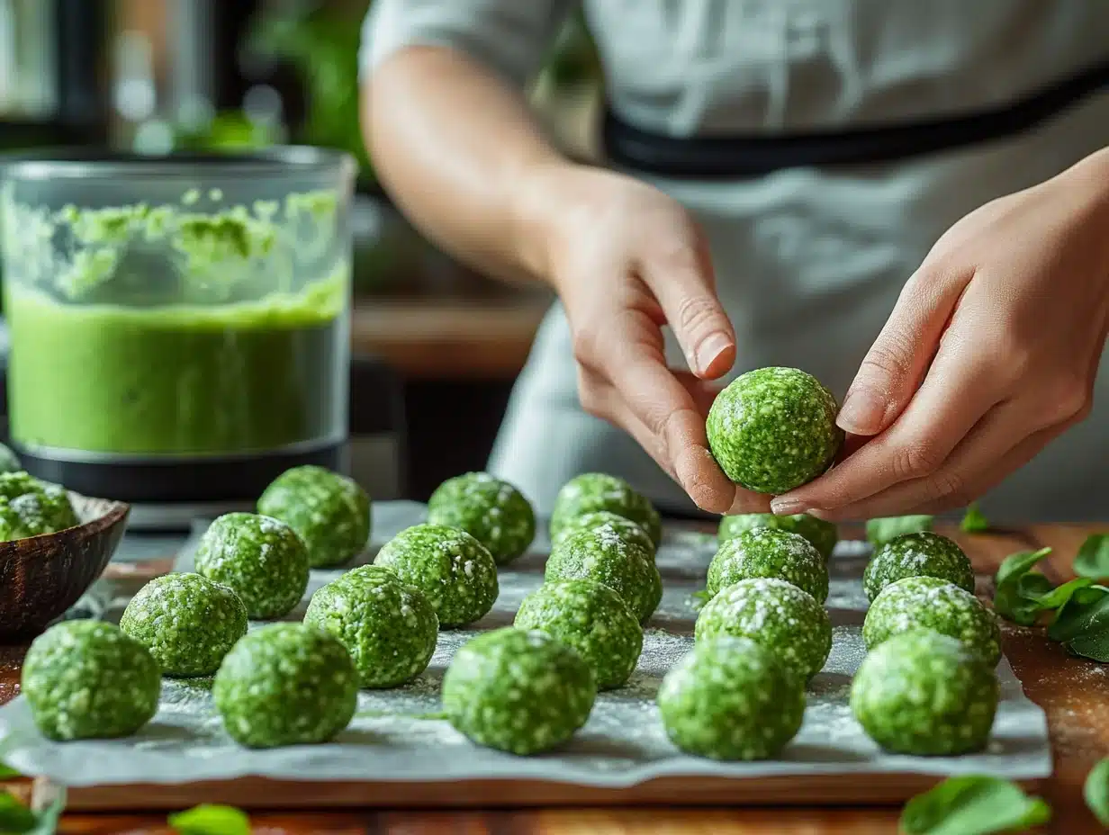 No-Bake Matcha Balls preparation process