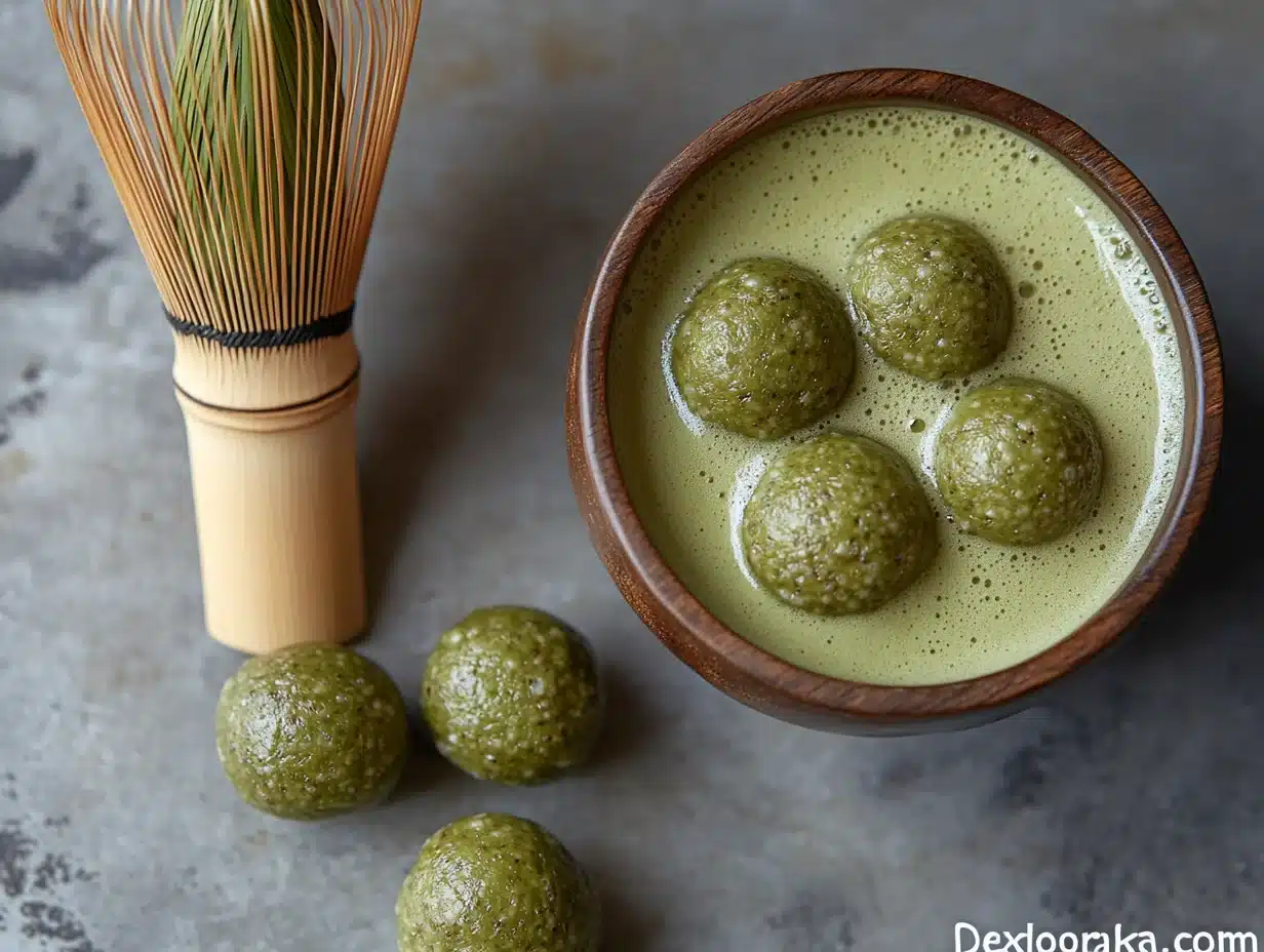 No-Bake Matcha Balls serving suggestion