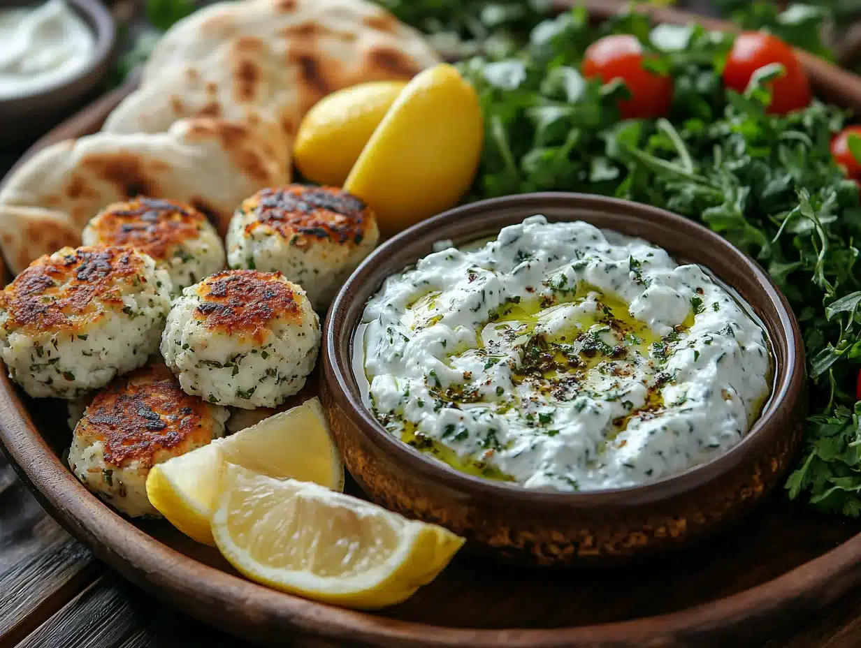 Sardine fish cakes served with lemon wedges and dipping sauce