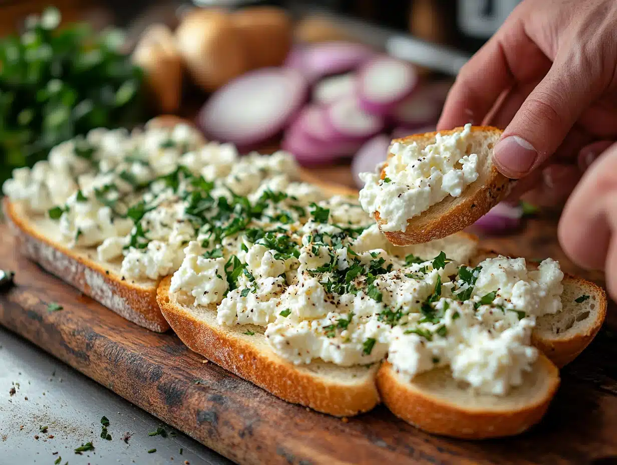 Sardine Goat Cheese Crostini process image