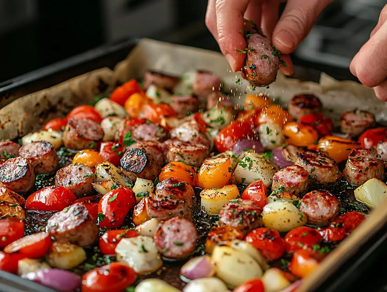 Sheet Pan Smoked Sausage process image