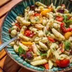 Classic Italian pasta salad with fresh vegetables and herbs
