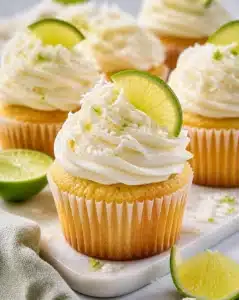 Coconut-Lime Buttercream Cupcakes 5 Coconut-Lime Buttercream Cupcakes topped with creamy frosting and lime zest