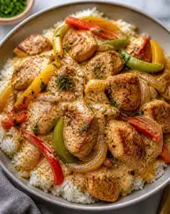 Creamy Cajun Chicken and Rice Bowls 3 Creamy Cajun chicken rice bowls with vegetables and spices