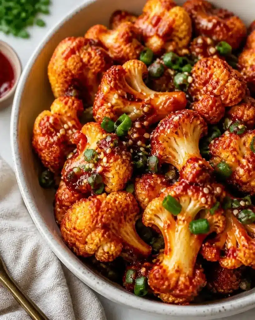Crispy Korean chili cauliflower air fried to perfection
