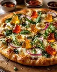 Honey Bear enjoying a delightful pizza adventure with friends